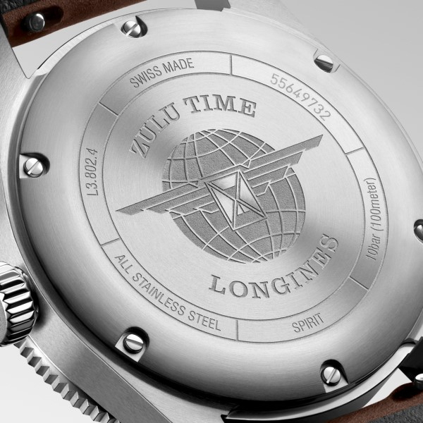 Montre Longines Spirit Zulu Time Automatique 39mm cadran Noir Bracelet Cuir