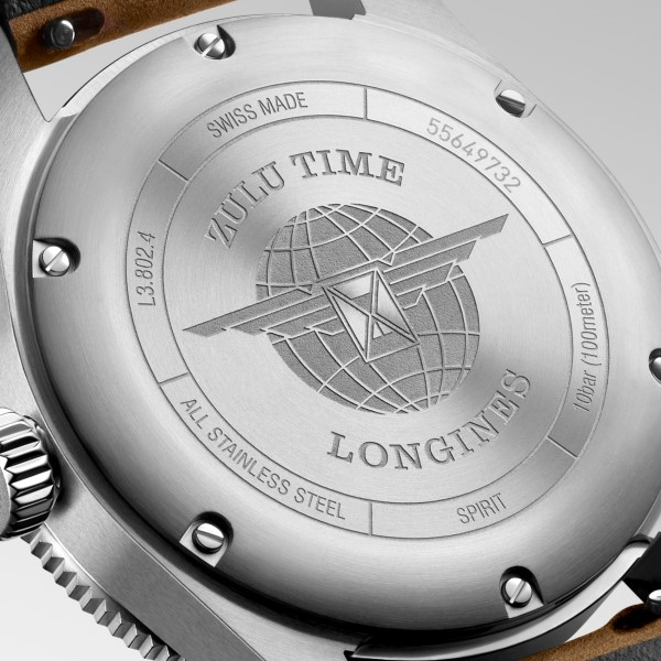 Montre Longines Spirit Zulu Time Automatique 39mm cadran Anthracite Bracelet Cuir