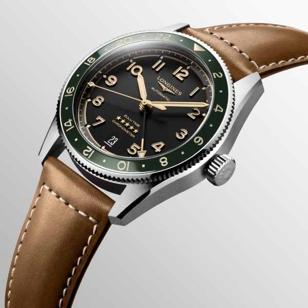 Montre Longines Spirit Zulu Time Automatique 39mm cadran Anthracite Bracelet Cuir