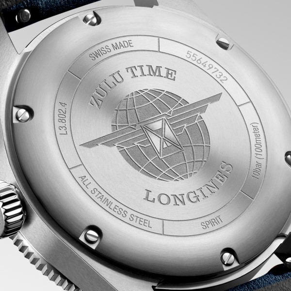 Montre Longines Spirit Zulu Time Automatique 39mm cadran bleu bracelet cuir