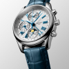 Montre Longines Master Collection Cadran Argent Bracelet Cuir Bleu