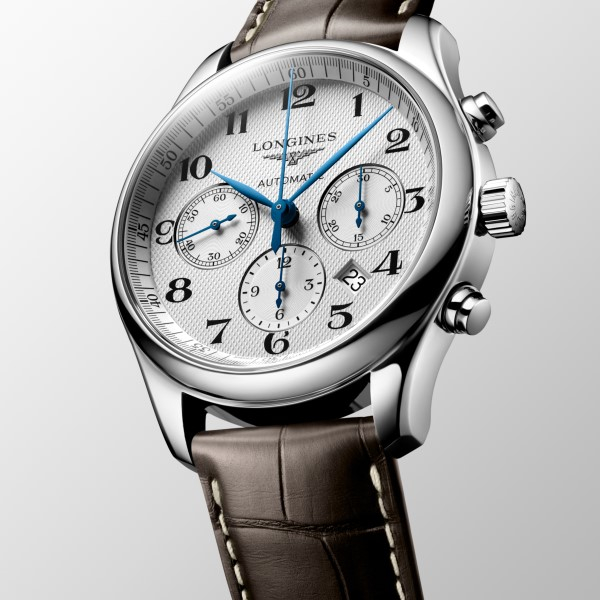 Montre Longines Master Collection Auto Chrono Bracelet Cuir Cadran Argent