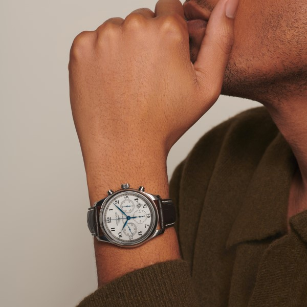 Montre Longines Master Collection Auto Chrono Bracelet Cuir Cadran Argent