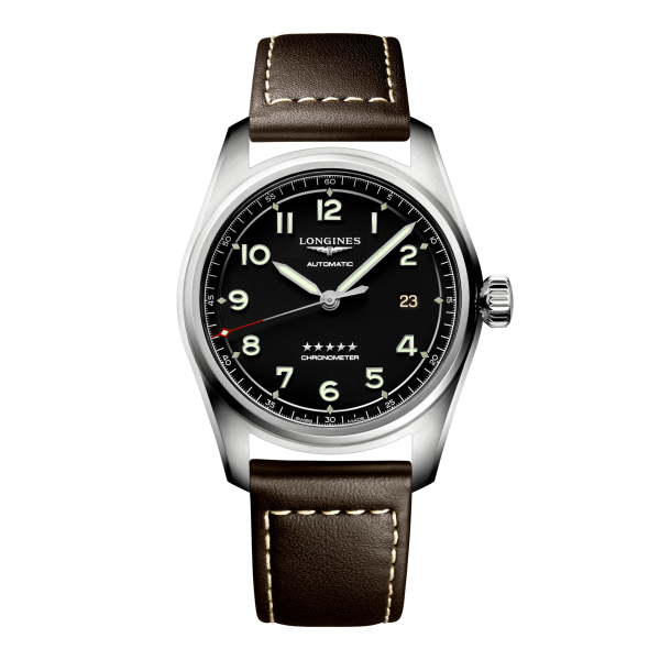 Montre Longines Spirit Automatique 40 mm cadran noir bracelet cuir