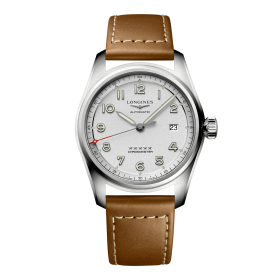 Montre Longines Spirit Automatique 40 mm cadran argenté bracelet cuir