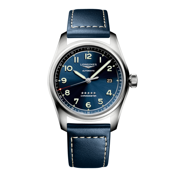 Montre Longines Spirit Automatique 40 mm cadran bleu bracelet cuir