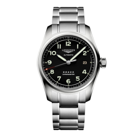 Montre Longines Spirit Automatique 40 mm cadran noir bracelet acier