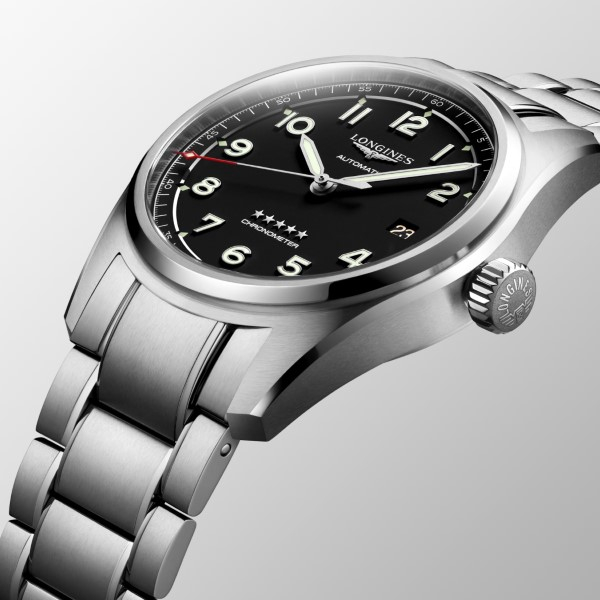 Montre Longines Spirit Automatique 40 mm cadran noir bracelet acier
