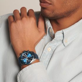 Montre Longines Spirit Flyback Automatique 42 mm Cadran Bleu Soleillé Bracelet Synthétique