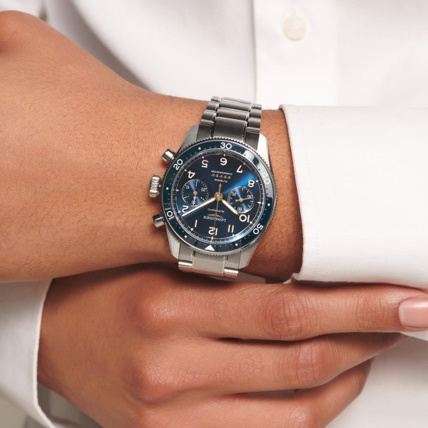 Montre Longines Spirit Flyback Automatique 42 mm Cadran Bleu Soleillé Bracelet Acier