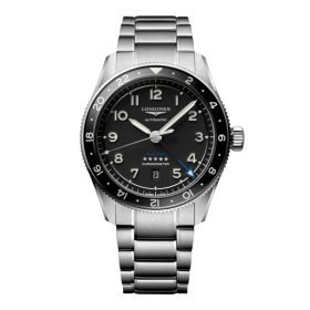 Montre Longines Spirit Zulu Time Automatique 42mm cadran noir bracelet Acier