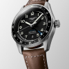 Montre Longines Spirit Zulu Time Automatique 42mm cadran noir bracelet cuir