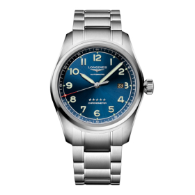 Montre Longines Spirit Automatique 42 mm cadran bleu bracelet acier