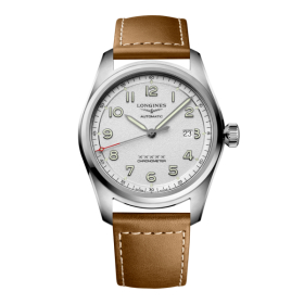 Montre Longines Spirit Automatique 42 mm cadran argenté bracelet cuir