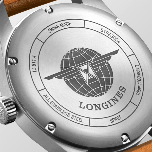 Montre Longines Spirit Automatique 42 mm cadran argenté bracelet cuir