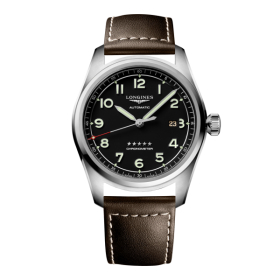 Montre Longines Spirit Automatique 42 mm cadran noir bracelet cuir