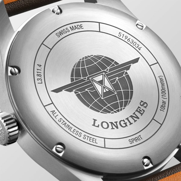 Montre Longines Spirit Automatique 42 mm cadran noir bracelet cuir
