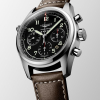 Montre Longines Spirit Chronographe 42 mm cadran noir bracelet cuir