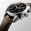 Montre Longines Spirit Chronographe 42 mm cadran noir bracelet cuir