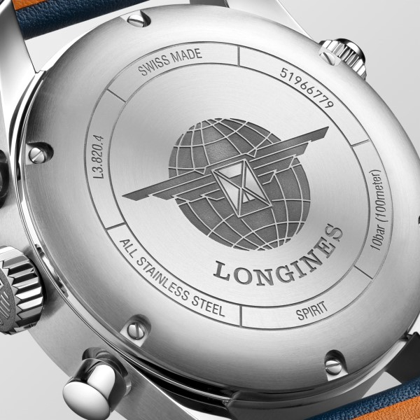 Montre Longines Spirit Chronographe 42 mm cadran bleu bracelet cuir