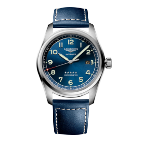 Montre Longines Spirit Automatique 42 mm cadran bleu bracelet cuir