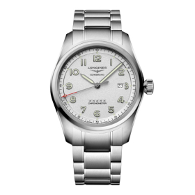 Montre Longines Spirit Automatique 42 mm cadran argenté bracelet acier