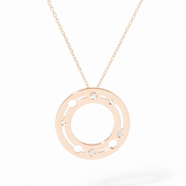 Pendentif Dinh Van Pulse or rose et diamants