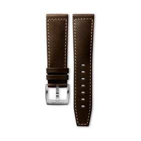 Bracelet Montre Longines Spirit 22mm Cuir Brun Foncé Semi Mat