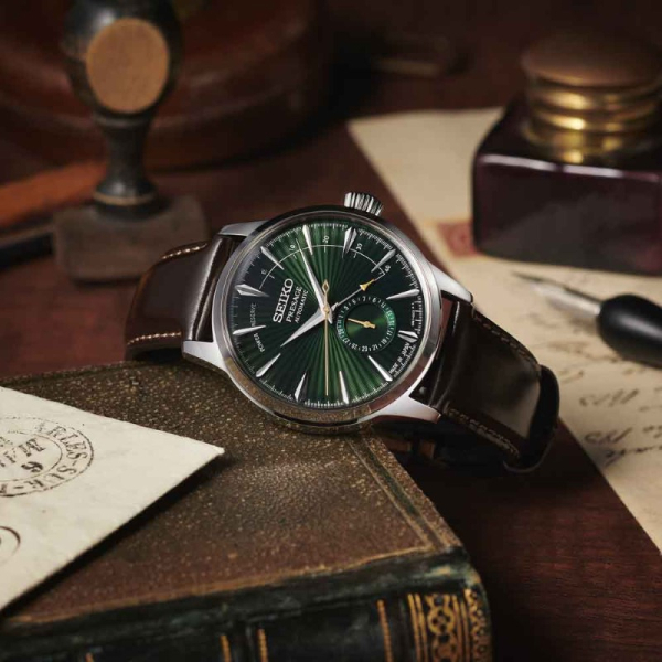 Montre Seiko Presage Cocktail Time Cadran Vert Bracelet Cuir