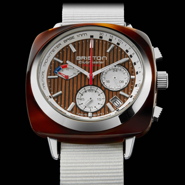 Montre Briston Clubmaster Sport Acétate Bracelet Nato Gris Taupe