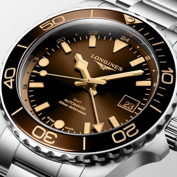 Montre Longines HydroConquest GMT 41mm Cadran Brun Bracelet Métal