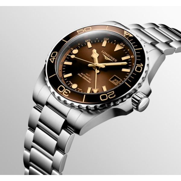 Montre Longines HydroConquest GMT 41mm Cadran Brun Bracelet Métal