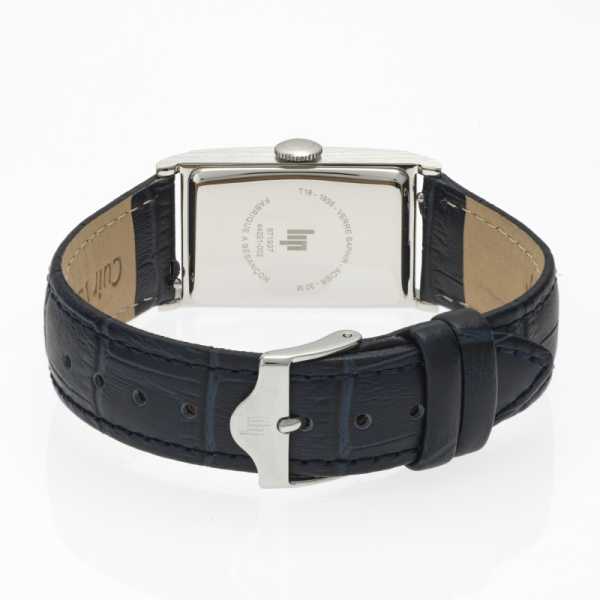 Montre Lip Churchill T18 Cadran Argent Bracelet Cuir Noir