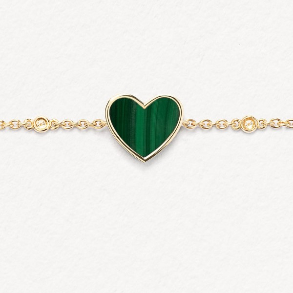 Bracelet Poiray L'attrape-Cœur Diamants Or Jaune Malachite