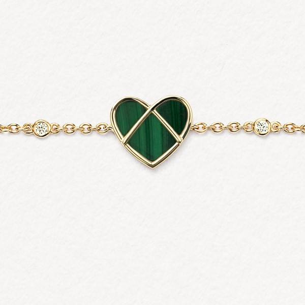 Bracelet Poiray L'attrape-Cœur Diamants Or Jaune Malachite