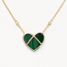 Collier Poiray L'attrape-Cœur Diamants Or Jaune Malachite Moyen Modèle