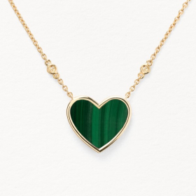 Collier Poiray L'attrape-Cœur Diamants Or Jaune Malachite Moyen Modèle