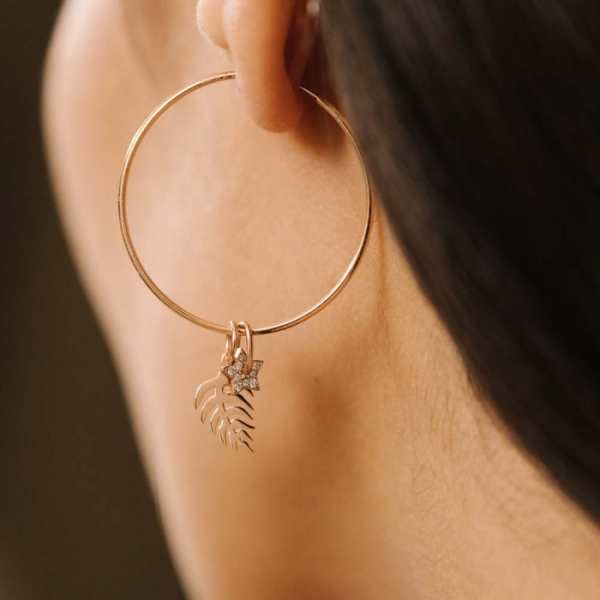 Pendentif Ginette NI Mini Milky Way Open Star Charm Or Rose Diamants