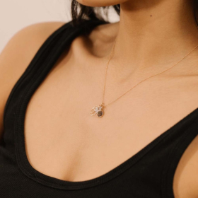 Pendentif Ginette NY Mini Ever Onyx Charm Or Rose