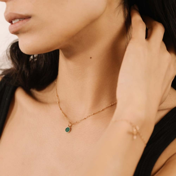Pendentif Ginette NY Mini Ever Onyx Charm Or Rose