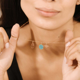 Pendentif Ginette NYEver Turquoise Charm Or Rose