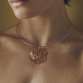 Pendentif Ginette NY Large Monogram charm Or Rose