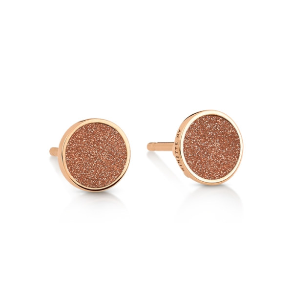 Boucles d'Oreilles Ginette NY Ever Gold Sandstone Disc Studs
