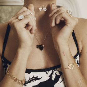 Pendentif Ginette NY Diamond Wolf Charm Or Rose