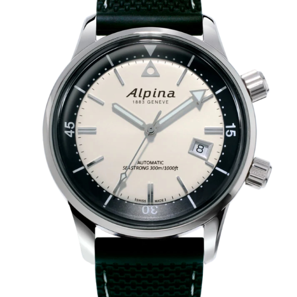 Montre Alpina Diver 300 Heritage 42mm Cadran Beige Bracelet Caoutchouc