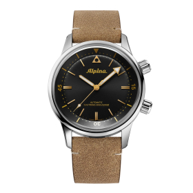 Montre Alpina Diver 300 Heritage 42mm Cadran Noir Bracelet Cuir Brun