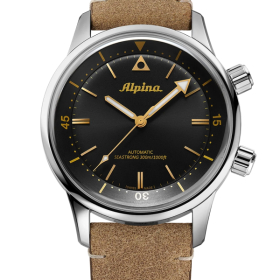 Montre Alpina Diver 300 Heritage 42mm Cadran Noir Bracelet Cuir Brun