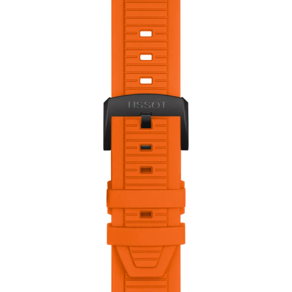 Montre Tissot T-Race Quartz PVD Noir Bracelet Caoutchouc Orange