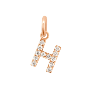 Pendentif gigi CLOZEAU Lucky Letter H Diamants Or Rose