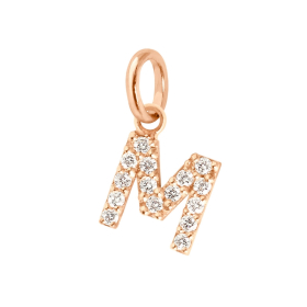 Pendentif gigi CLOZEAU Lucky Letter M Diamants Or Rose
